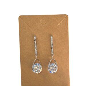 Women's Silver Plated Cubic Zirconia Dangle Earrings NWOT